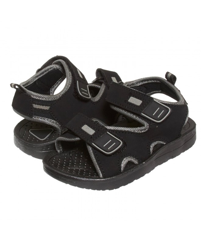 Sandals Boys Double Adjustable Strap Lightweight Sandals (See More Colors and Sizes) - Black/Grey - CJ185XC8MO7 $28.71