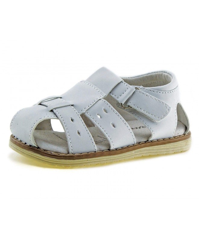 Sandals Kids Summer Outdoor Sandals Boys Girls Closed-Toe Leather Lined Strap Beach Shoes (Toddler/Little Kid - White-1 - C71...