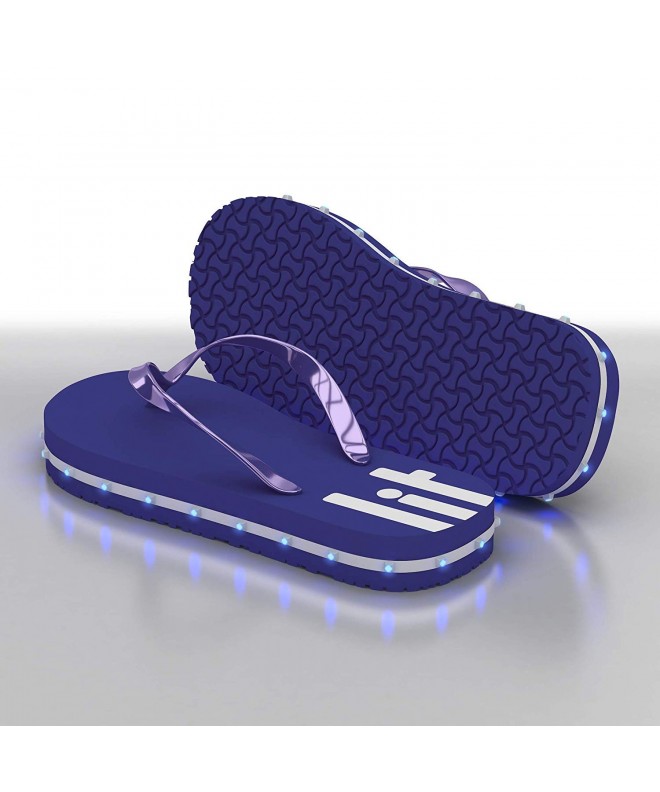 Sandals Kids LED Lighted Flip-Flop Sandals with Double USB Recharging Cable - Blue - CR18L49KIOZ $34.51