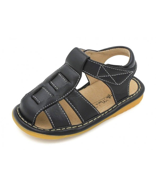 Sandals Brown - Black or Navy Blue Fisherman Boy Squeaky Sandals Shoes - Black - C612NW20XEU $54.60