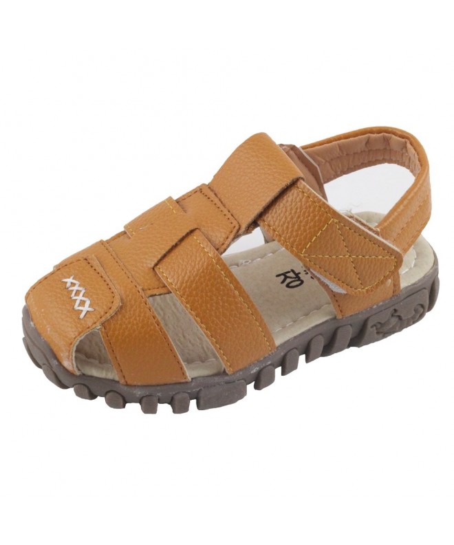 Sandals Boys Leather Athletic Closed-Toe Sandals Breathable Beach Sport Sandal (Toddler/Little Kid/Big Kid) - Brown - CF1800I...