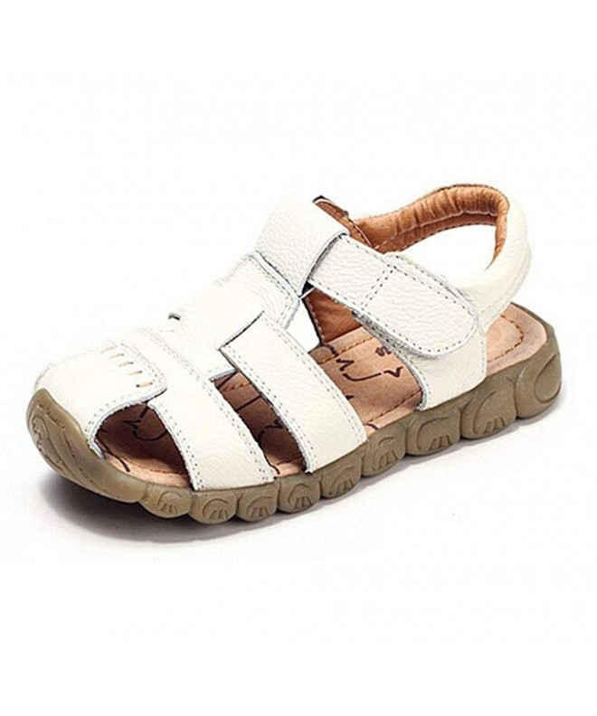 Sandals Baby Boy Fisherman Leather Closed-Toe Sandal Beach Flat Shoes (Toddler/Little Kid/Big Kid) - White - CL12I30KUKP $29.28