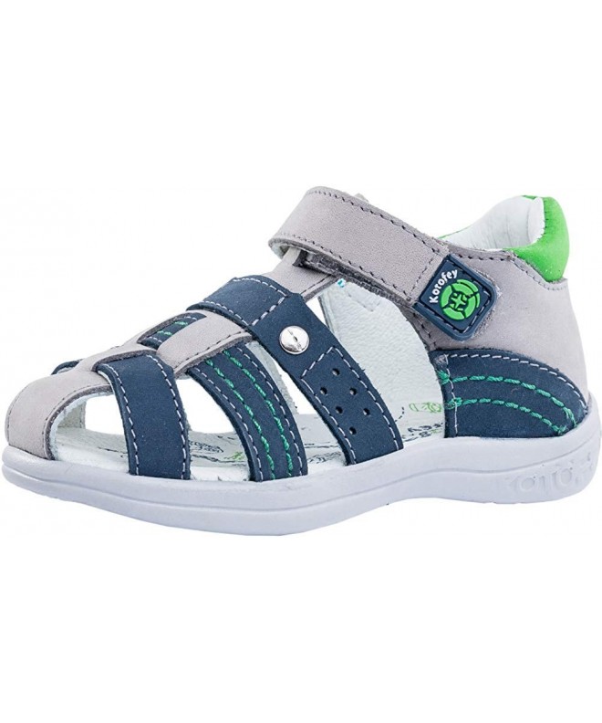 Sandals Boys Blue Sandals 122120-22 Genuine Leather Orthopedic Sandals with Arch Support - CF18NOZ027M $83.28