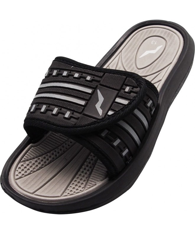 Sandals Boy's Slide Strap Shower Beach Pool Sandal - 2 Color Combinations - Runs 1 Size Small - Black-grey - CW18DCEKEM9 $27.23