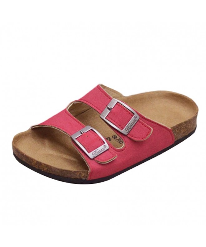 Sandals Girls Boys Buckle Cork Sole Slippers Sandals Flip Flops - Red - CG18CQS9Q03 $40.32