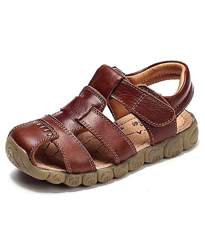 Sandals Boys' Closed-Toe Strap Sandals Stylish Summer Beach Shoes Hollow Leisure Fisherman Sandals - Brown - CL1858LRCZU $34.21