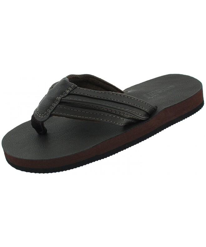 Sandals Topstitched Thong on Flocked Boys Flip Flops - Brown - CC18DOKM0O3 $23.54
