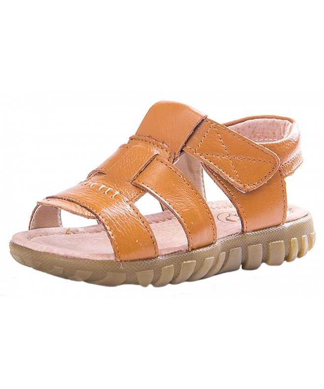 Sandals Kids' Boys' Girls' Casual Open-Toe Sandals Outdoor Sport Leather Flats Summer Beach Water Shoes - Yellow - CI18D8RERS...