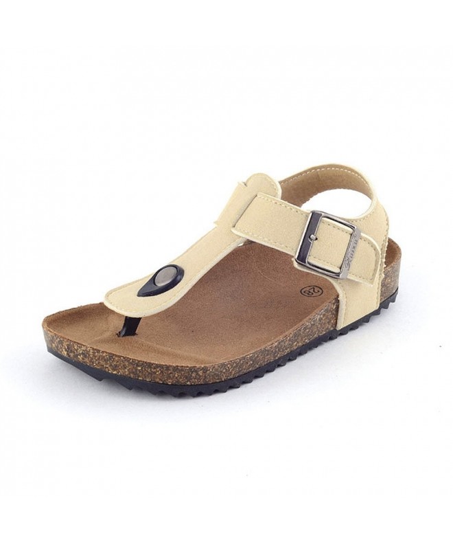 Sandals Unisex Child's Flip-Flops Slingback Ring Open Toe Cork Sandals (FBA) - Apricot - CZ18EK6D4UE $20.73