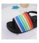 Sandals Boys Girls Candy Rainbow Band Beach Slide Sandal Anti Slip Flat Shoes - Red - CV18EUD9E5X $28.42
