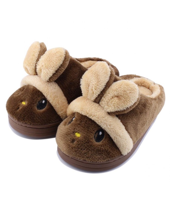 Slippers Kid Slippers Cute Rabbit Girls Boys Winter Warm Comfort Home Shoes - 01brown - CA18HLE3NM9 $27.18