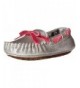 Slippers Girls' Moccasin Slippers - Gaby - Silver/Pink - CI12EWG6QRP $47.03