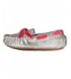 Slippers Girls' Moccasin Slippers - Gaby - Silver/Pink - CI12EWG6QRP $47.03