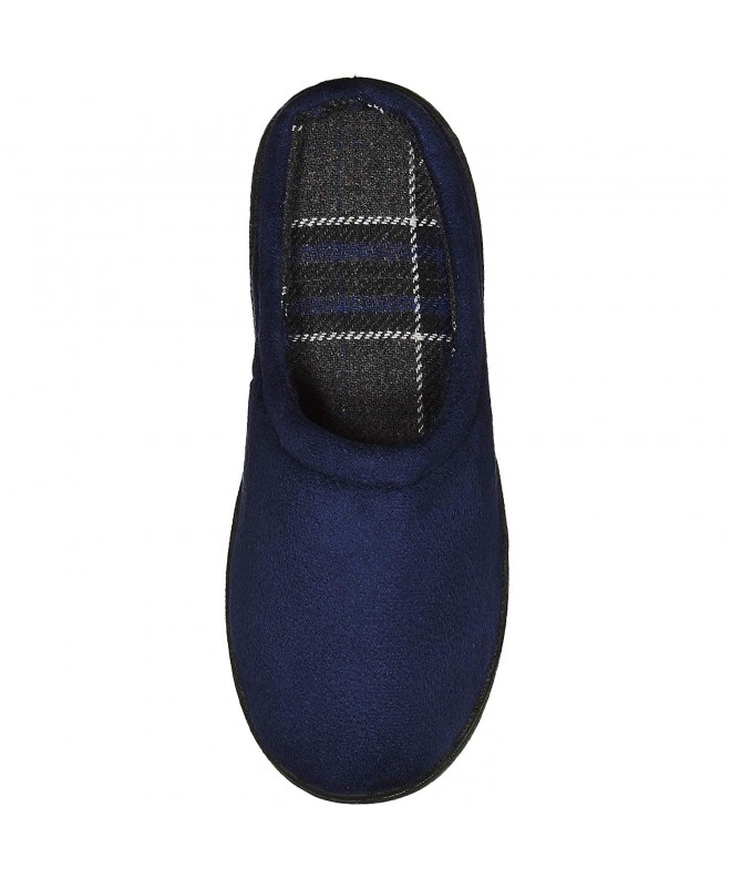 Slippers Kids Boys Micro Suede Plaid Clogs Slippers (See Colors Sizes) - Navy - CE18CSYHUHS $30.77