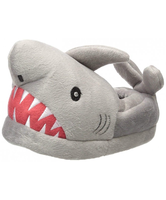 Slippers Kids Boys Light-Up Eyes Shark Slippers Moccasin - Grey/Red - CH129LKWV1H $30.22