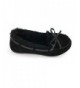 Slippers Kid's Moccasin Faux Soft Suede with Fur Lining Slippers Loafer Shoes - Black - CE126MHKD2L $25.27