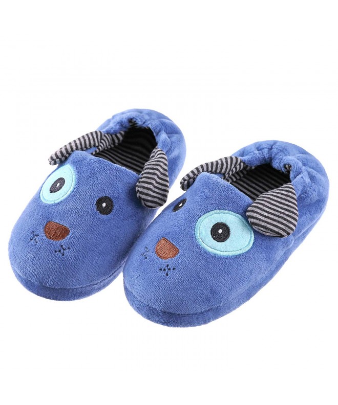 Slippers Toddler Boys Girls Doggy Slippers Soft Plush Warm Cartoon Puppy Non-Slip Winter House Shoes - Blue - CX18KOCLNDR $22.30