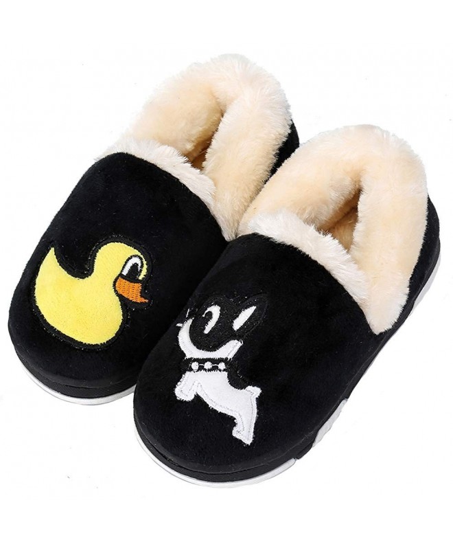 Slippers Newest Unisex Cute Toddler Kids Soft Slippers Shoes for Boys Girls Winter Bedroom Indoor House - Black - C218ME8Q0ON...
