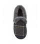 Slippers Boys Plaid Closed Back Slipper Plush Collor Rugged Ousole - Navy/Grey - CN185OCGUYT $24.18