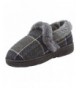 Slippers Boys Plaid Closed Back Slipper Plush Collor Rugged Ousole - Navy/Grey - CN185OCGUYT $24.18