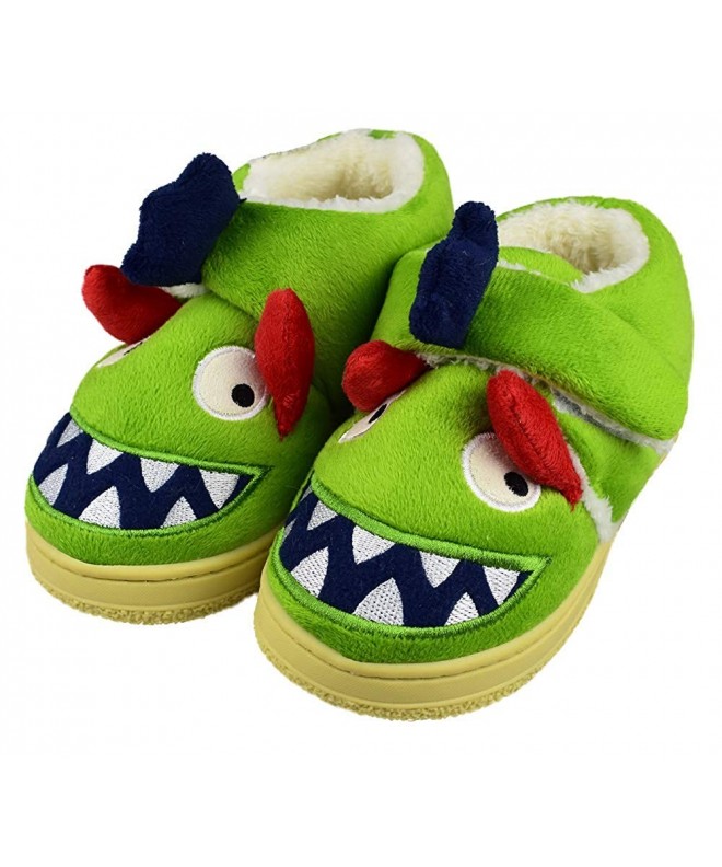 Slippers Girls/Boys Cute Monster Indoor Outdoor Slippers with Anti-Slip Rubber Sole Shoes - Green - CC18M287LQS $34.35