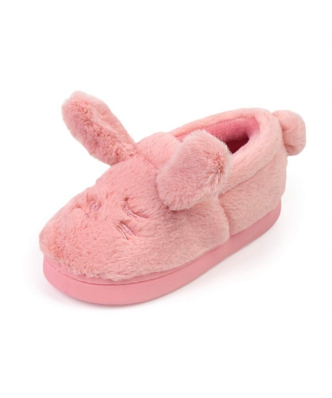 Slippers Toddler Kids Boys Girls Home Slipper Slip-On Soft Sole Cotton Lining Cartoon Warm Winter House Shoes - Pink - CD1882...