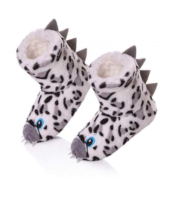Slippers Kids Boys Girls House Slippers Cute Animal Soft Warm Plush Lining Non-Skid Floor Shoes Winter Boots - White - CN18KL...