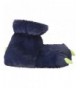 Slippers Boys NVY Plush Fuzzy Paw Slippers Moccasin (Toddler/Little Kid) - Navy/Lime - C812H33IJKB $43.25