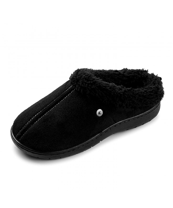 Slippers Boys Stitched Faux Suede - Fleece Lined Clog Slippers - Black - C7187IDNA20 $31.49