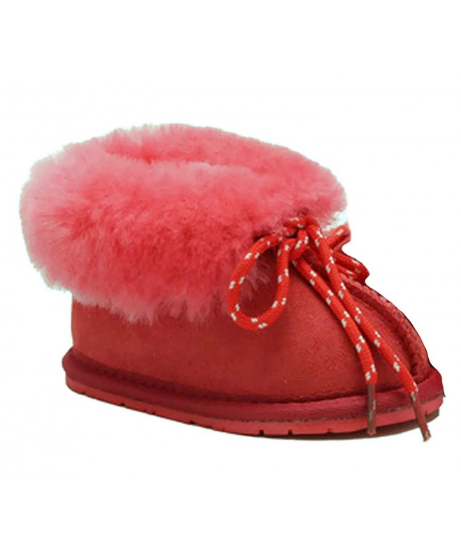 Slippers Sheepskin Children's Slippers Warm Fur Winter Boots (Boys - Girls: Baby/Toddler/Little Kids) - Red - C712JVK6F0F $54.27