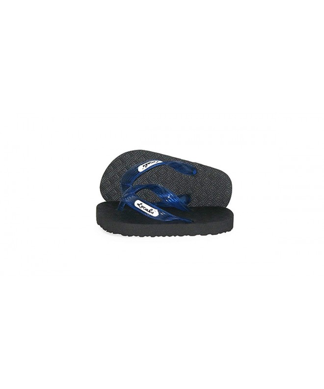Slippers Kids Black with Blue Strap Slipper - Blue - CS110OOEJAZ $36.75