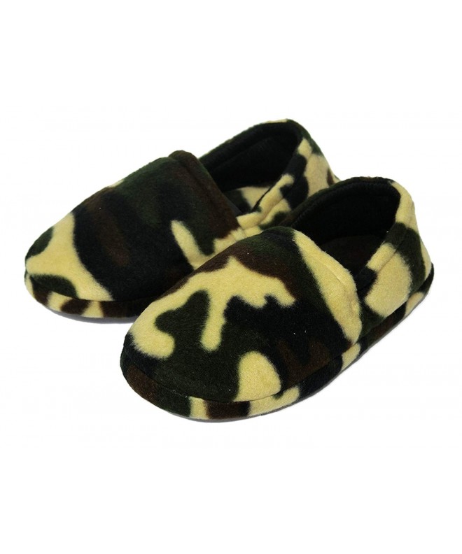 Slippers Boys Camouflage Fleece Indoor Slippers - Green - C3186RCWGCY $18.75