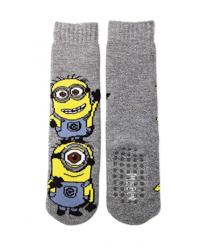 Slippers Minions Stuart and Kevin Boys Slipper Socks with Grippers Size 9-2.5 Grey - CP18LLRDQIA $27.19