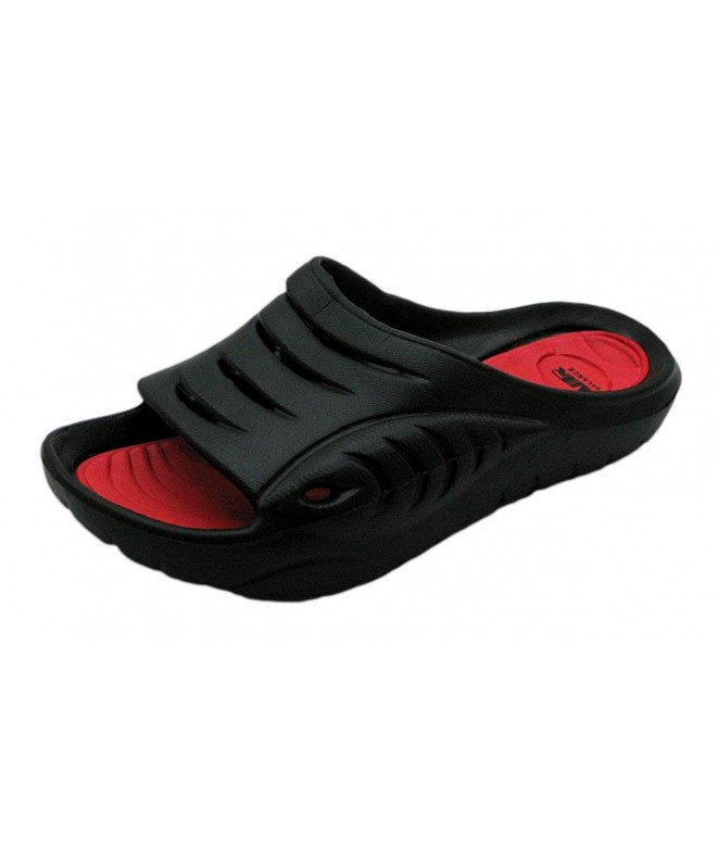 Slippers Youth Fun Colors Shower Beach Slides Slippers Green - Black/Red - CB123RSZHYH $29.25