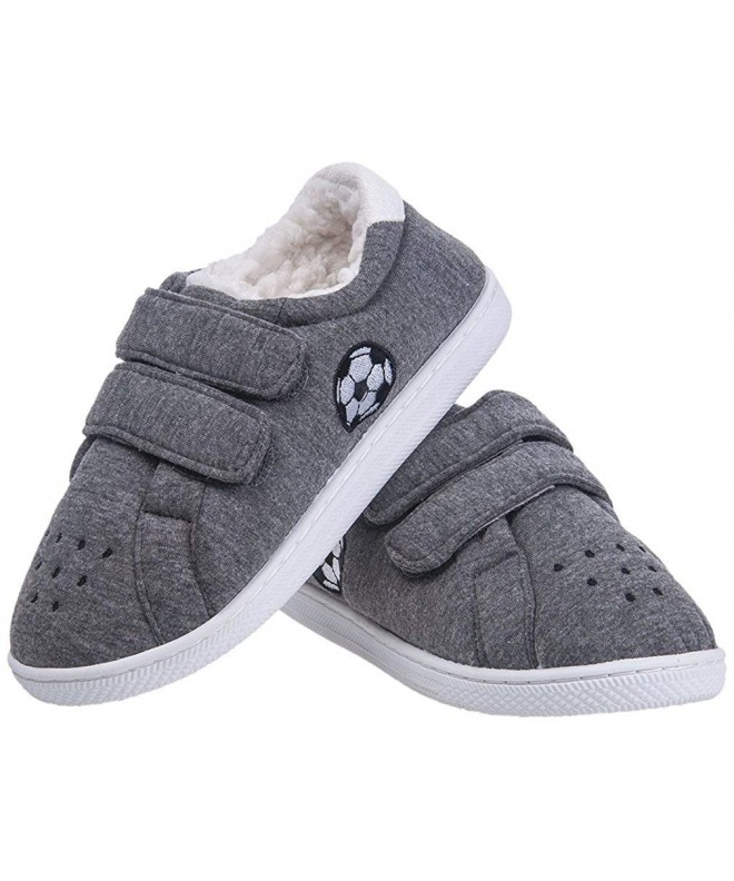 Slippers Boy Little Kid's Winter Warm Plush Lined Comfy Slip-On Slippers Hard Sole Indoor Outdoor Shoes - Grey - CK18CHULQ2Z ...