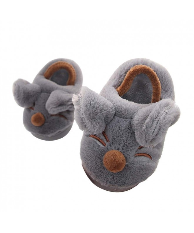 Slippers Toddler Mouse Slippers Girls Boys Cute Cartoon Fleece Elastic Band - Grey - C018I476MNG $29.85