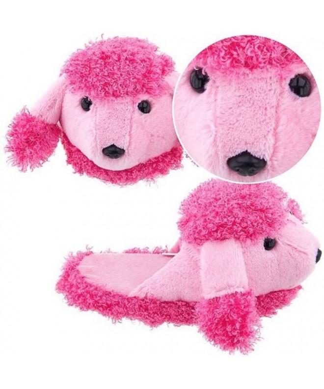 Slippers Pink Poodle Plush Animal Non-Skid Kids Slippers - CF121P00TN3 $26.93