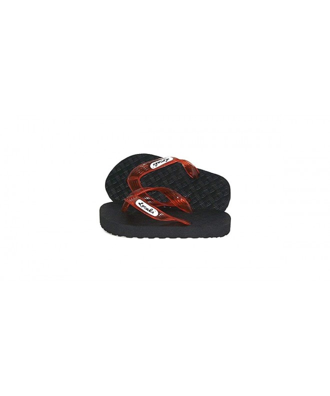 Slippers Kids Black with Orange-Red Strap Slipper - Red - CG110OOEQO5 $30.21