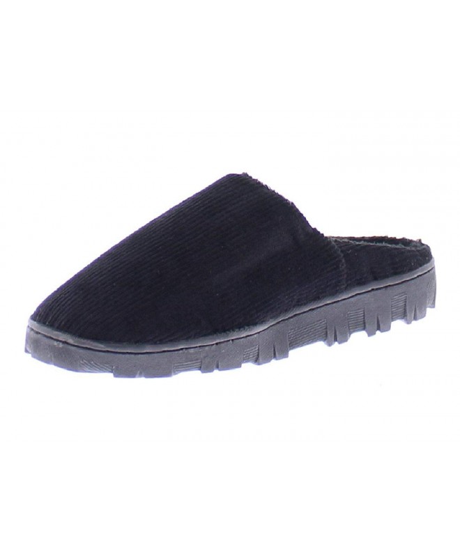 Slippers Boy's Clyde Corduroy Fleece Lined Memory Foam Indoor/Outdoor House Slipper - Slip On Clog Shoes - Black - CZ186QTLSQ...