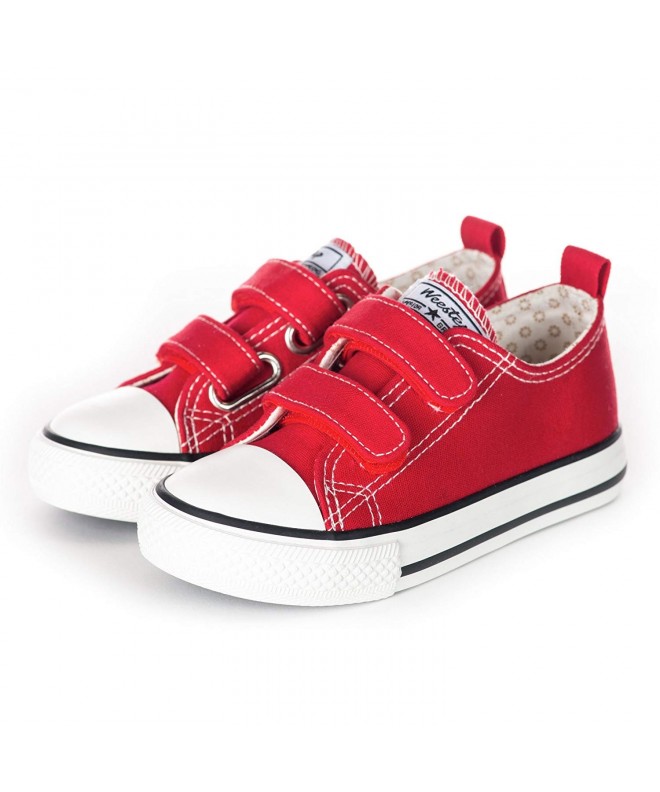 Sneakers Toddler/Little Kid Boy and Girl Classic Adjustable Strap Sneaker - Red - C318GTUO6ZX $38.58