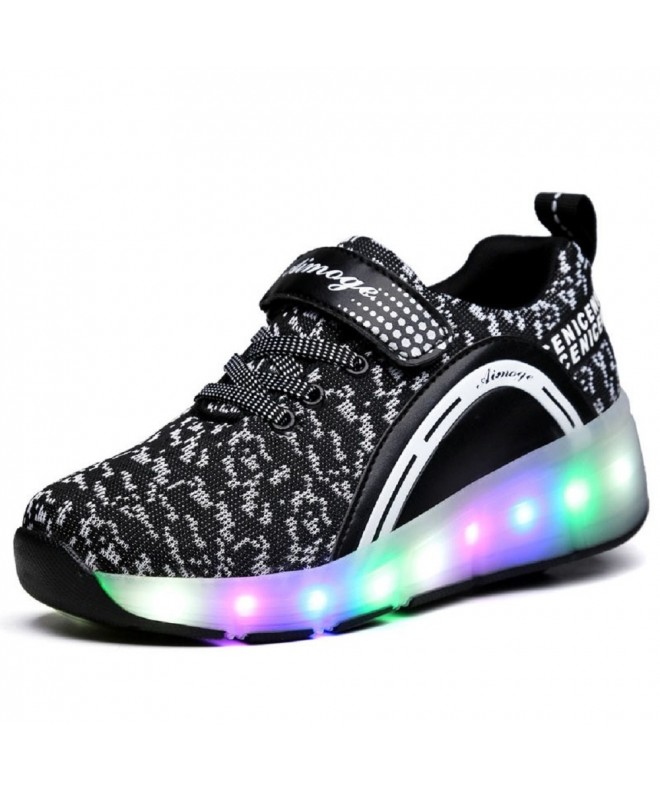 Sneakers Kids Roller Skate Shoes with Single Wheel Shoes Sport Sneaker LED - Led Dapple Black - CP189ZO208O $61.68