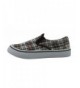 Sneakers Kid's Classic Slip On Canvas Sneaker Tennis Shoes - Brown Plaid - CK18H3OZKCU $29.13