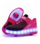 Sneakers Roller Shoes Boys Girls USB Charge LED Light Up Sneaker Kids Wheeled Skate Shoe - 1 - Rose - Double Wheels - C518IMC...
