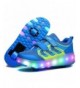 Sneakers Roller Shoes Boys Girls USB Charge LED Light Up Sneaker Kids Wheeled Skate Shoe - 3 - Blue - Double Wheels - CQ18IMC...