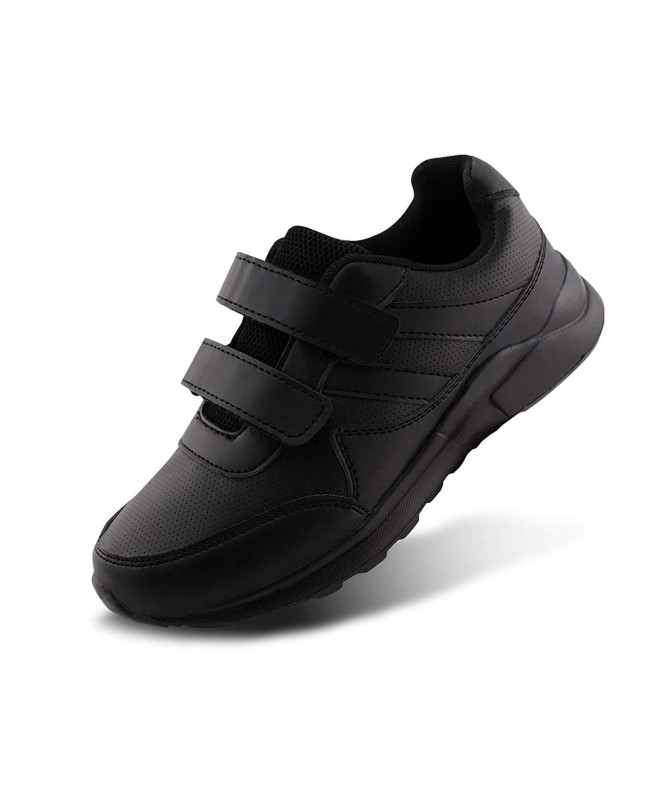 Sneakers Kids Black/White Hook and Loop School Uniform Sneaker - Black - CG18DOG5OHK $37.41