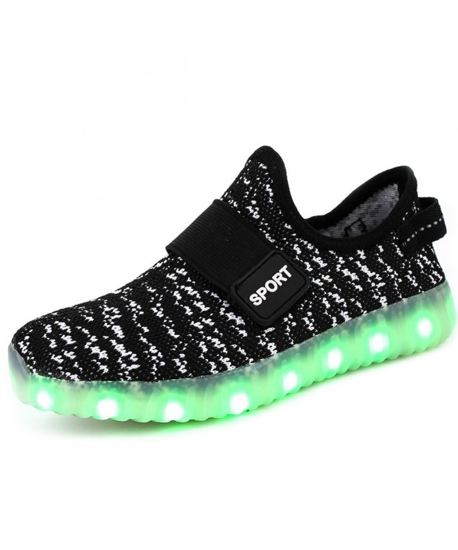 Sneakers Kids Boys Girls Breathable LED Light Up Shoes Flashing Sneakers - 001white&black - CB18LS642MI $45.24