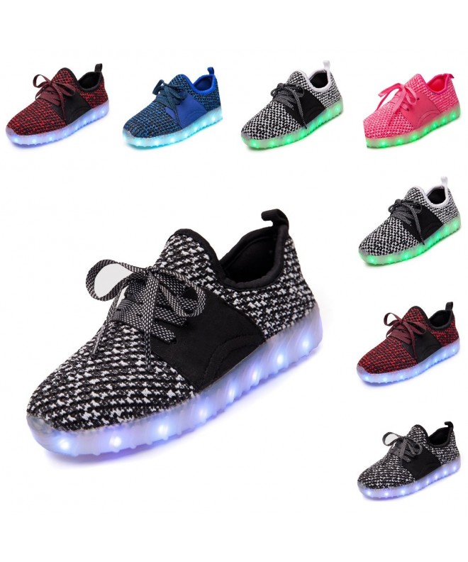 Sneakers MusBema LED Light Up Shoes Kids Girls Boys Breathable Flashing Sneakers - Black/White2 - CX183RAE9I6 $27.74
