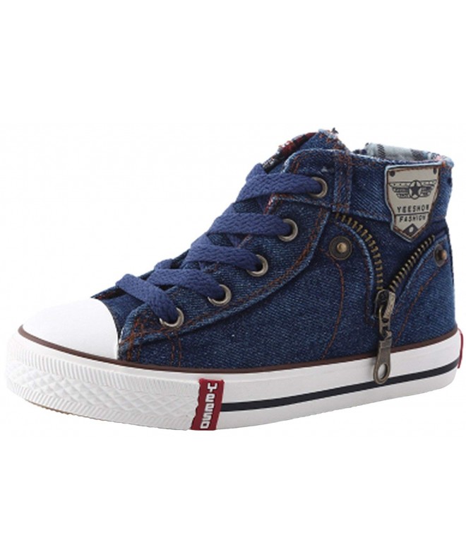 Sneakers Boy's Girl's High-top Canvas Lace up Casual Board Shoes - Dark Blue - CL12DH49PFN $38.99