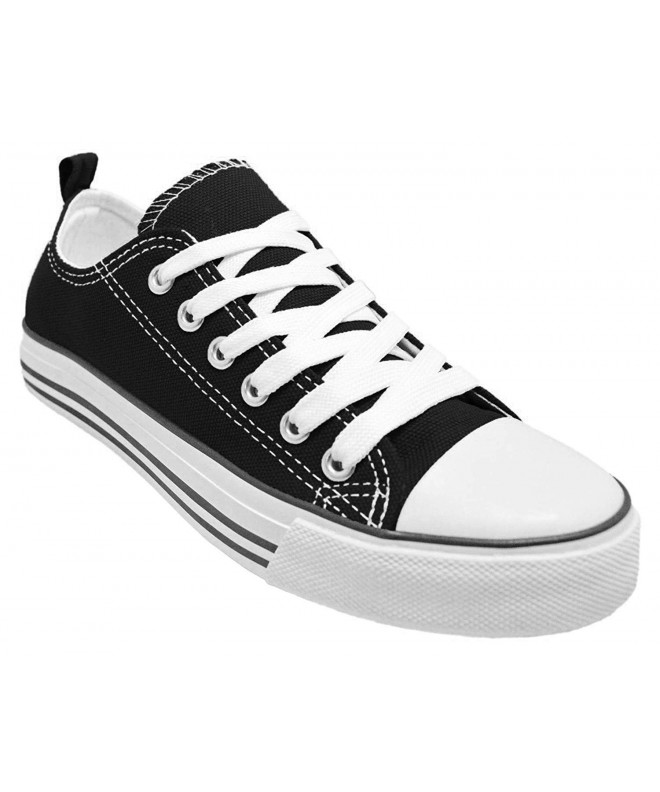 Sneakers Girls Canvas Sneakers Low Top Classic Fashion Tennis Athletic Shoes Kids Grey - Black / White With Lines - CI183NONL...