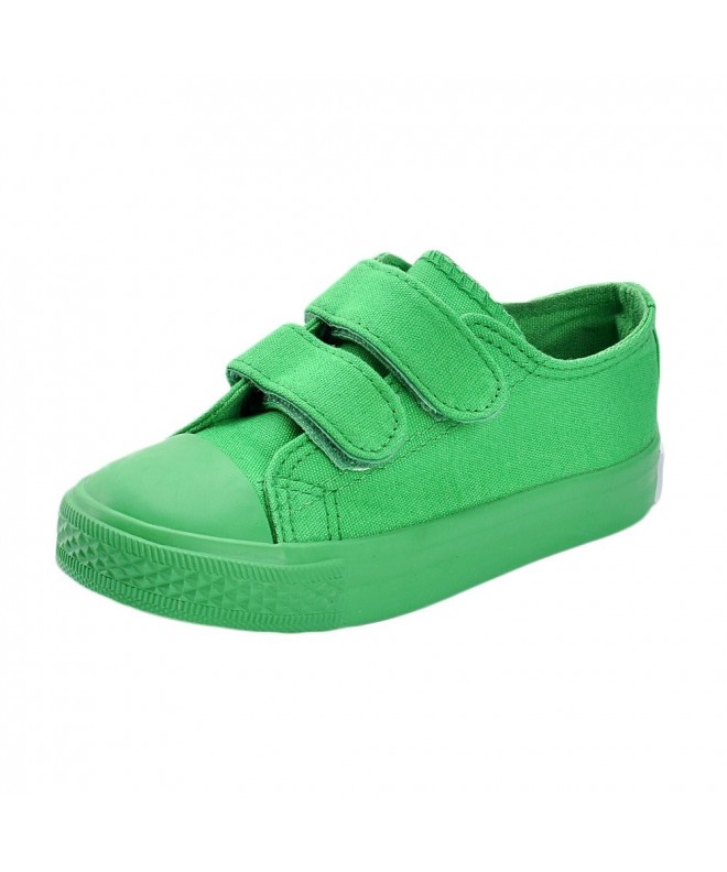 Sneakers Kids Canvas Shoes Boy Girl Unisex Sneakers Children Hook Loop Loafers School Board Shoes - Green - CX17YS9W07S $34.16